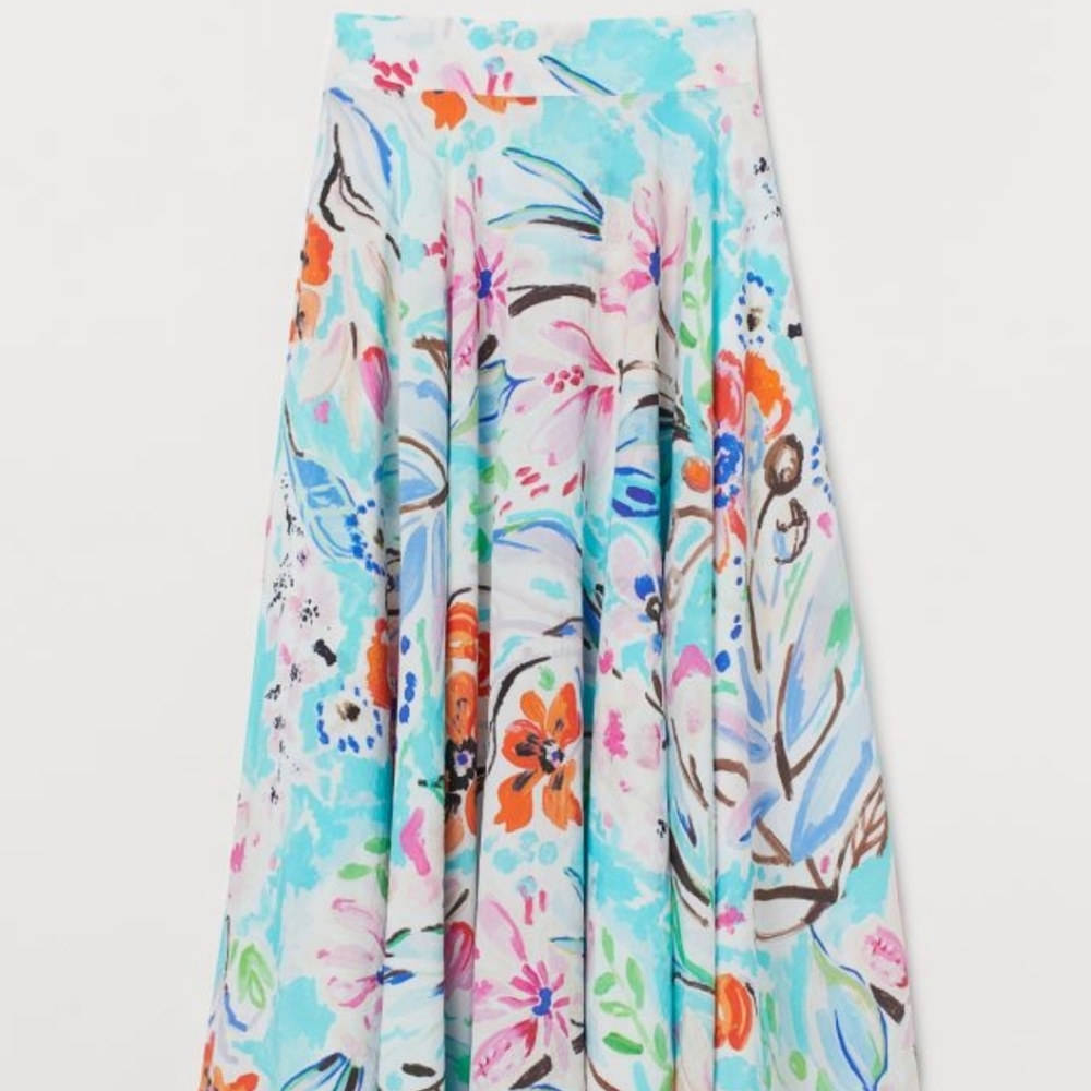 H&M Watercolor Floral Maxi Skirt